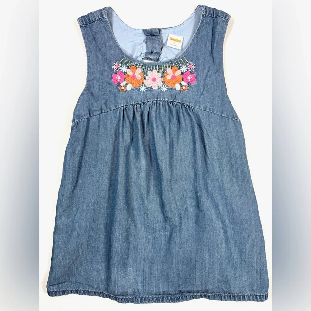 GYMBOREE Girls’ Chambray Floral Embroidered Western Tunic‎ Top Bohemian Size 8